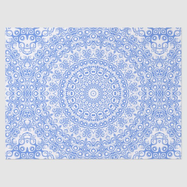 Papel De Seda Patrón de Mandala Azul Aciano (Anverso)