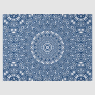 Papel De Seda Patrón de Mandala azul índigo