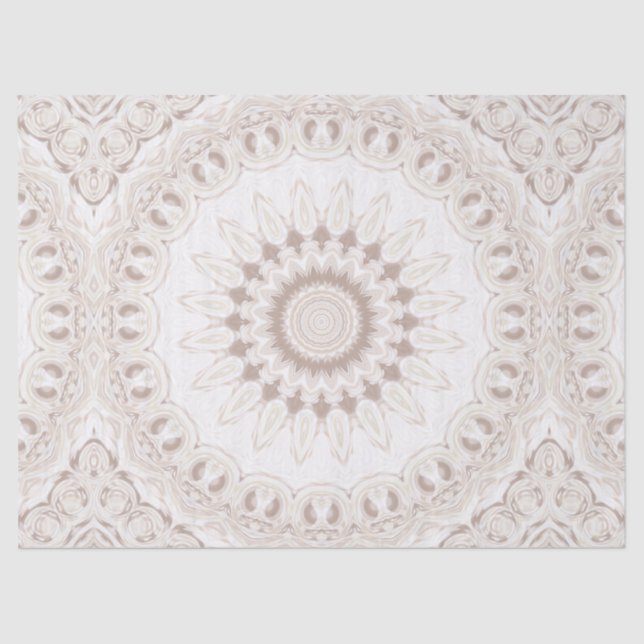 Papel De Seda Patrón de Mandala Beige y Crema (Anverso)