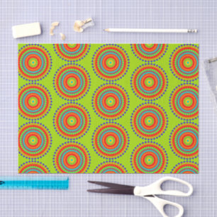 Papel De Seda Patrón de mandala concéntrico boho vibrante