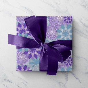 Papel De Seda Patrón de mandala de flores azules y moradas color