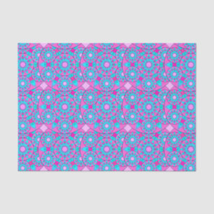 Papel De Seda Patrón de Mandala, fucsia, rosa y turquesa