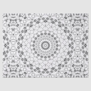 Papel De Seda Patrón de Mandala Geométrico Blanco y Negro