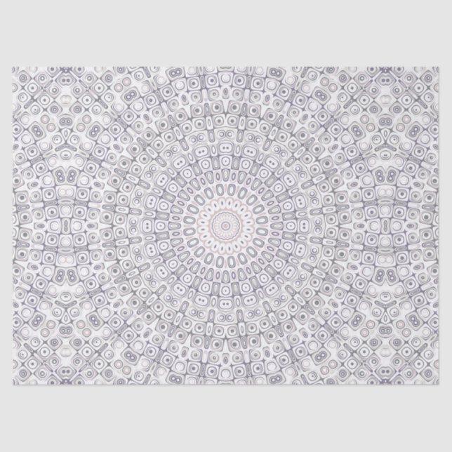 Papel De Seda Patrón de Mandala Gris y Lila (Anverso)