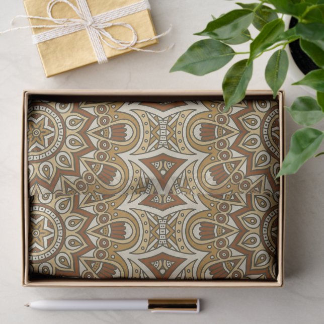 Papel De Seda Patrón de Mandala Marrón (Regalo )