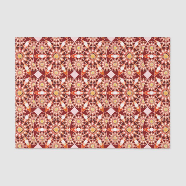 Papel De Seda Patrón de Mandala, marrón, óxido, bronceado, beige (Anverso)