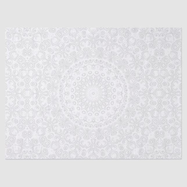 Papel De Seda Patrón de Mandala mínimo blanco sobre blanco (Anverso)