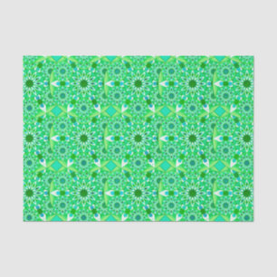 Papel De Seda Patrón de Mandala, verde esmeralda y pavo real