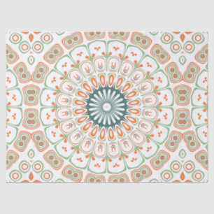 Papel De Seda Patrón de Mandala verde y Naranja moderno
