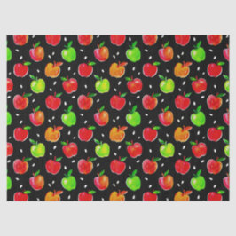 Papel De Seda Patrón de manzanas color agua vibrante