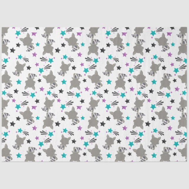 Papel De Seda Patrón de mapache (Anverso)