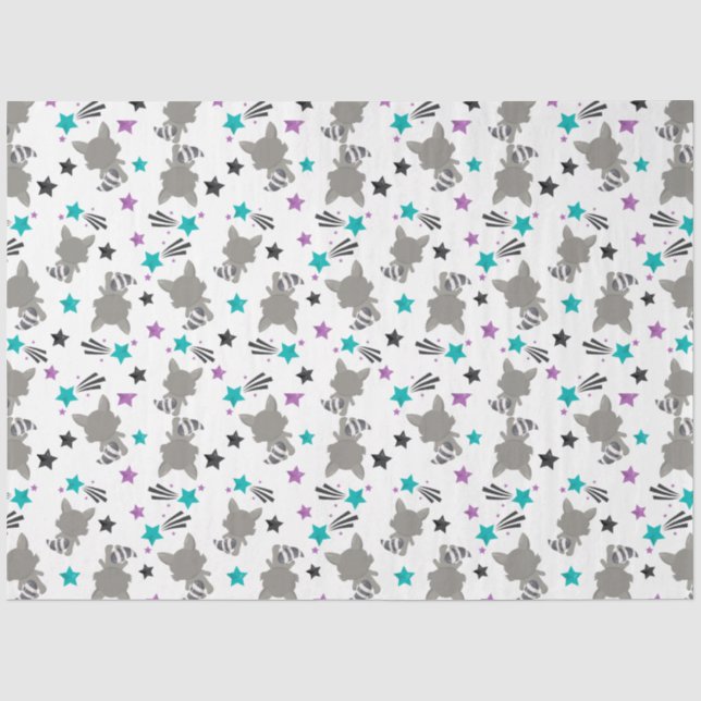 Papel De Seda Patrón de Mapache Adorable (Anverso)