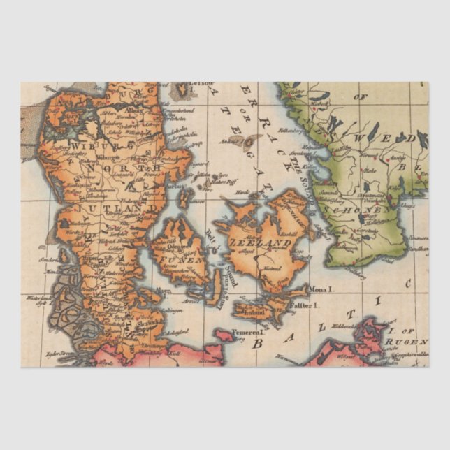 Papel De Seda Patrón de mapas antiguos (Anverso)