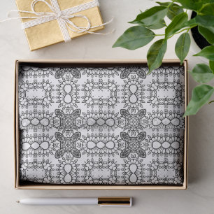 Papel De Seda Patrón de marco de mandala en blanco y negro