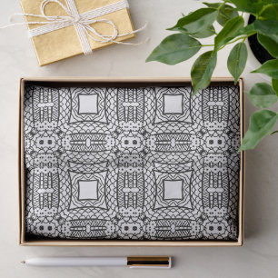 Papel De Seda Patrón de marco de mandala en blanco y negro