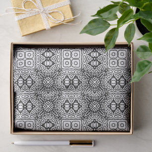Papel De Seda Patrón de marco de mandala en blanco y negro