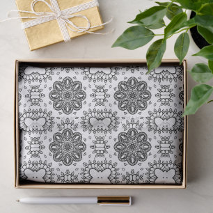 Papel De Seda Patrón de marco de mandala en blanco y negro