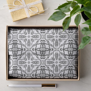 Papel De Seda Patrón de marco de mandala en blanco y negro
