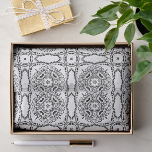 Papel De Seda Patrón de marco de mandala en blanco y negro
