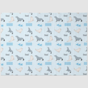 Papel De Seda Patrón de mareas y olas de agua en azul