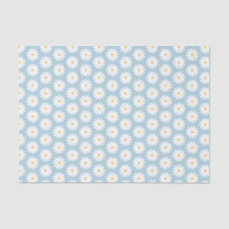 Papel De Seda Patrón de margarita azul y blanco retro