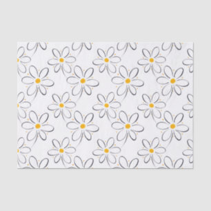 Papel De Seda Patrón de margarita blanca