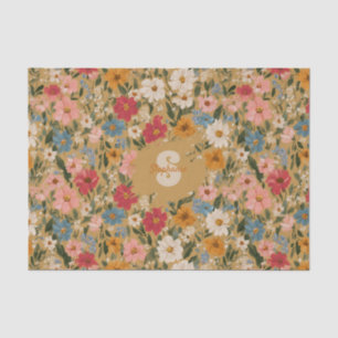 Papel De Seda Patrón de margarita de color vintage - mostaza