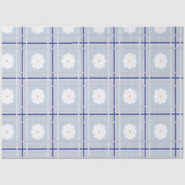 Papel De Seda Patrón de margarita de cuadros azules