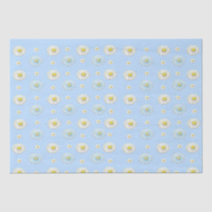 Papel De Seda Patrón de margarita sobre fondo azul claro