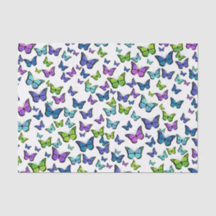 Papel De Seda Patrón de mariposa azul verde y morado de bonito