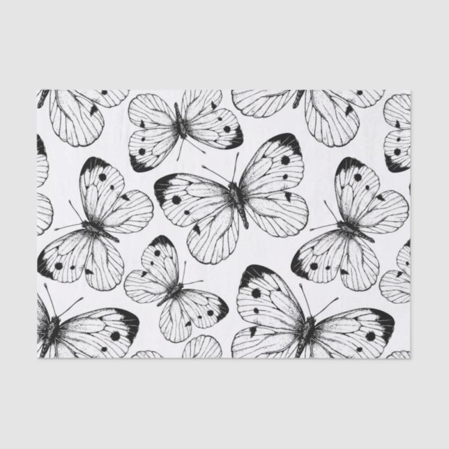 Papel De Seda Patrón de mariposa de col (Anverso)