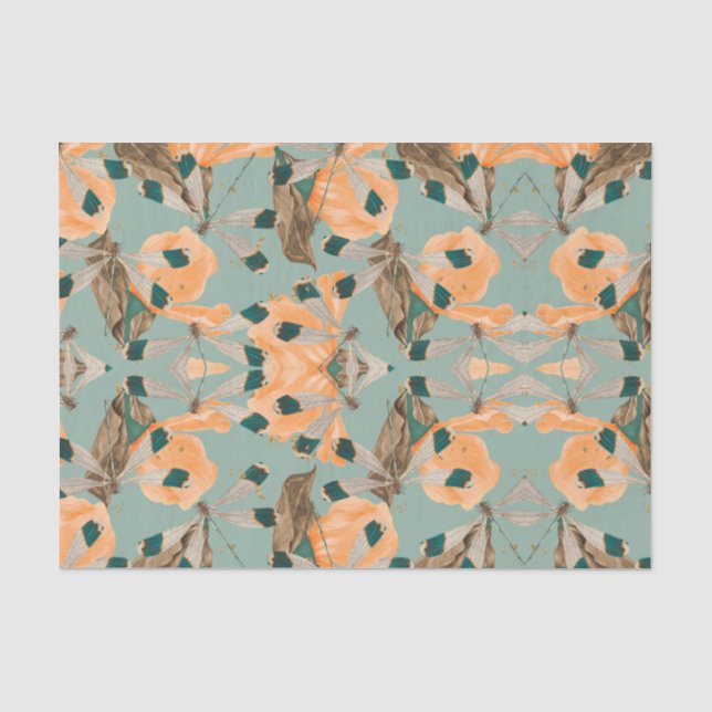 Papel De Seda Patrón de mariposa floral (Anverso)