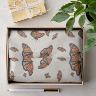 Papel De Seda Patrón de mariposas naranjas monarca