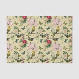 Papel De Seda Patrón de mariposas y pájaros de Rosas de la época