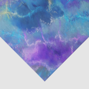 Papel De Seda Patrón de mármol azul, púrpura y dorado