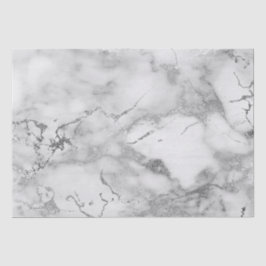 Papel De Seda Patrón de mármol blanco y plata moderno