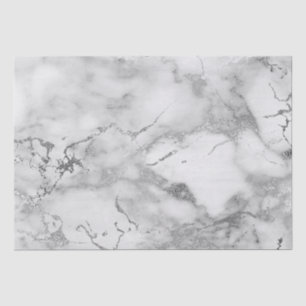 Papel De Seda Patrón de mármol blanco y plata moderno