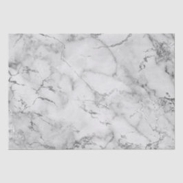 Papel De Seda Patrón de mármol blanco y plateado moderno