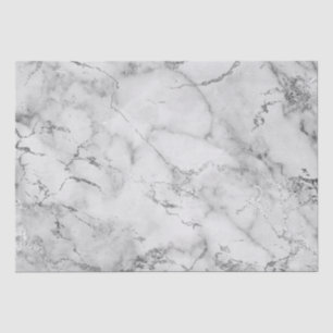Papel De Seda Patrón de mármol blanco y plateado moderno