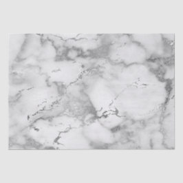 Papel De Seda Patrón de mármol blanco y plateado moderno