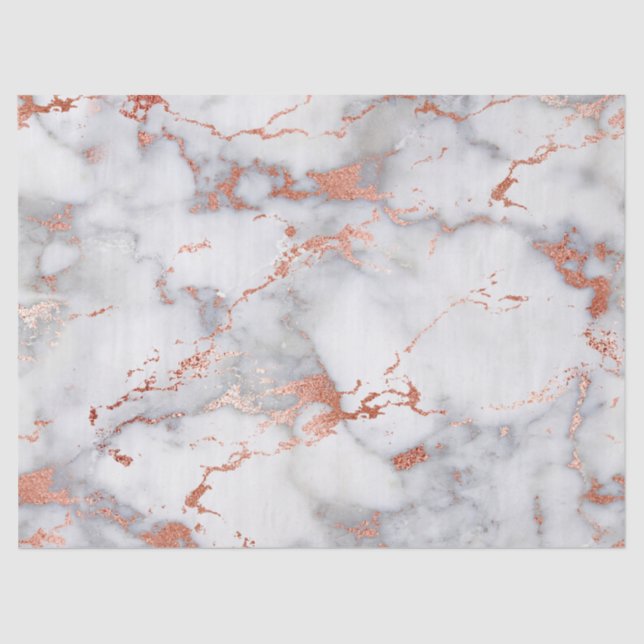 Papel De Seda Patrón de mármol moderno blanco y oro rosa (Anverso)