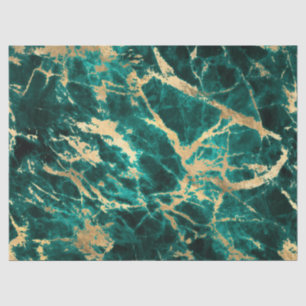 Papel De Seda Patrón de mármol moderno teal y dorado