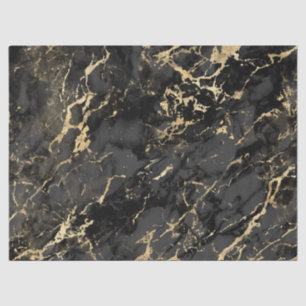 Papel De Seda Patrón de mármol negro y dorado moderno