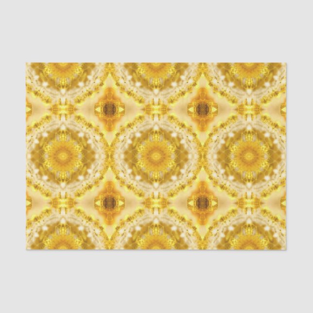 Papel De Seda Patrón de medallón en patrón de batik amarillo mos (Anverso)