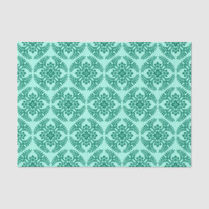 Papel De Seda Patrón de medallón japonés, Aqua y Turquesa