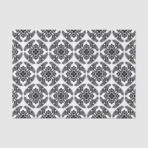 Papel De Seda Patrón de medallón japonés, negro y blanco