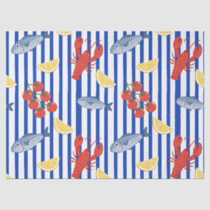 Papel De Seda Patrón de Mercado de Mariscos Mediterráneo (2)