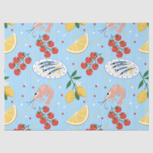 Papel De Seda Patrón de Mercado de Mariscos Mediterráneo (5)