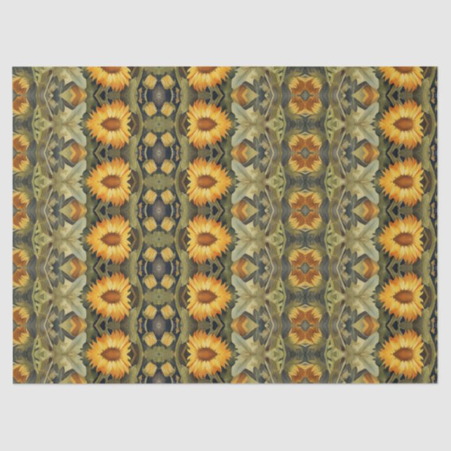 Papel De Seda Patrón de mezcla de flores amarillas (Anverso)