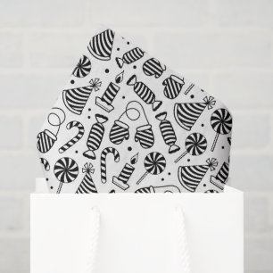 Papel De Seda Patrón de mezcla de Navidades blancos y negros en